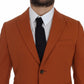 Elegant Orange Casual Cotton Blend Blazer