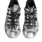 Silver Polyester NS1 Low Top Sneakers Shoes