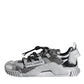 Silver Polyester NS1 Low Top Sneakers Shoes