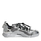 Silver Polyester NS1 Low Top Sneakers Shoes