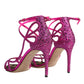 Pink Strass Ankle Strap Heels Sandals Shoes