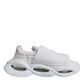 White Padded Fabric Low Top Sneakers Shoes