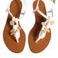 White Leather Coins Flip Flops Sandals Shoes