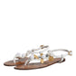 White Leather Coins Flip Flops Sandals Shoes