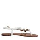 White Leather Coins Flip Flops Sandals Shoes