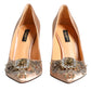 Beige Satin Crystal High Heels Pumps Shoes