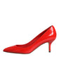 Red Patent Leather Kitten Heels Pumps Shoes