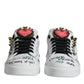 White Heart Studded Low Top Sneakers Shoes