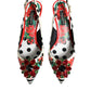 Multicolor Leather Crystal Heels Slingback Shoes