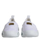 White Padded Fabric Low Top Sneakers Shoes