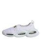 White Padded Fabric Low Top Sneakers Shoes