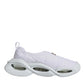 White Padded Fabric Low Top Sneakers Shoes