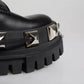 Black Leather Studded Trekking Boots Shoes