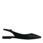 Black Brocade Flats Sandals Slingback Shoes