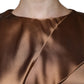 Brown Satin Long Sleeves Wrap Sheath Mini Dress