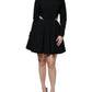 Black Viscose Cut Out A-line Long Sleeves Mini Dress