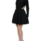 Black Viscose Cut Out A-line Long Sleeves Mini Dress