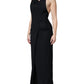 Black Sleeveless Halter Sheath Long Gown Dress