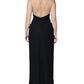 Black Sleeveless Halter Sheath Long Gown Dress