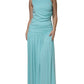 Light Blue Jersey Long Drape One Shoulder Dress