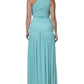 Light Blue Jersey Long Drape One Shoulder Dress