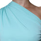 Light Blue Jersey Long Drape One Shoulder Dress