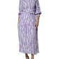 White Purple Patterned Viscose Short Sleeves Maxi Dress