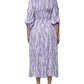 White Purple Patterned Viscose Short Sleeves Maxi Dress