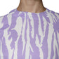 White Purple Patterned Viscose Short Sleeves Maxi Dress