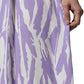 White Purple Patterned Viscose Short Sleeves Maxi Dress