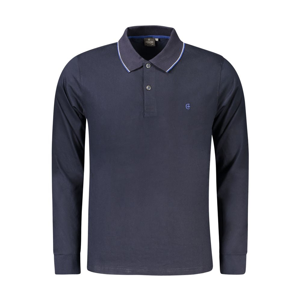 Blue Cotton Men Polo Shirt