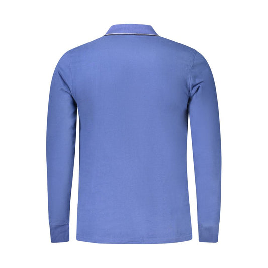 Blue Cotton Men Polo Shirt