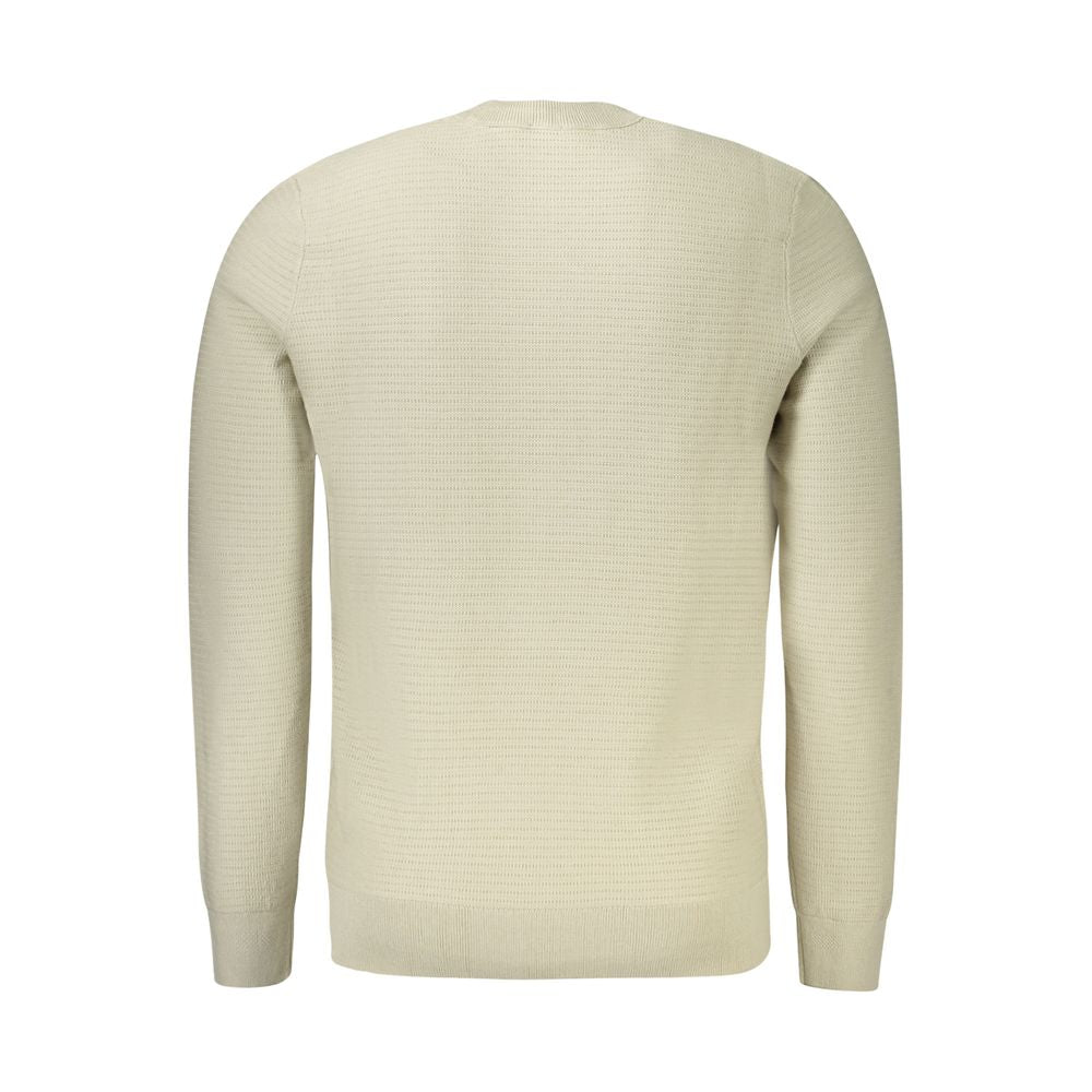 Beige Cotton Men Sweater