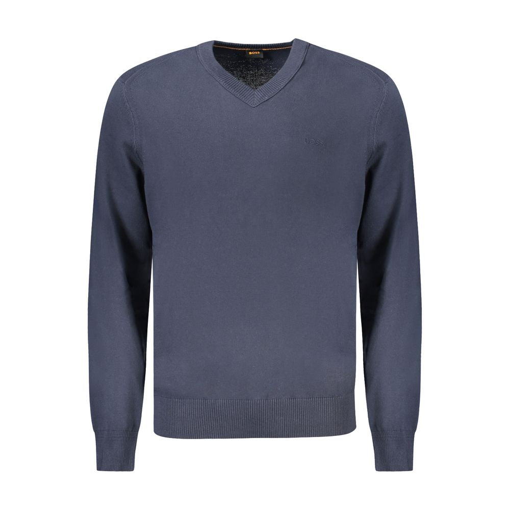 Blue Cotton Men Sweater