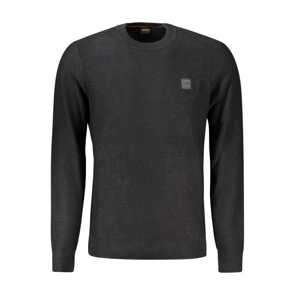 Black Cotton Men Sweater