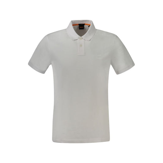 White Cotton Men Polo Shirt