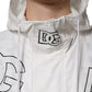 White Hooded Parka Polyester Trench Coat Jacket