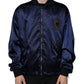 Blue Crown Heart Full Zip Men Bomber Jacket