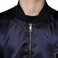 Blue Crown Heart Full Zip Men Bomber Jacket