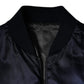 Blue Crown Heart Full Zip Men Bomber Jacket