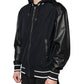 Black Hooded Full Zip Men Bomber Jacket