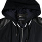 Black Hooded Full Zip Men Bomber Jacket