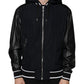 Black Hooded Full Zip Men Bomber Jacket