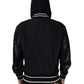 Black Hooded Full Zip Men Bomber Jacket