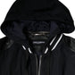 Black Hooded Full Zip Men Bomber Jacket