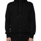 Black Cotton Full Zip Hooded Bomber Jacket