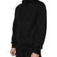 Black Cotton Full Zip Hooded Bomber Jacket