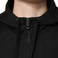 Black Cotton Full Zip Hooded Bomber Jacket