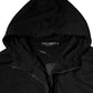 Black Cotton Full Zip Hooded Bomber Jacket