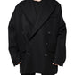 Black Wool Double Breasted Men Coat Jacket